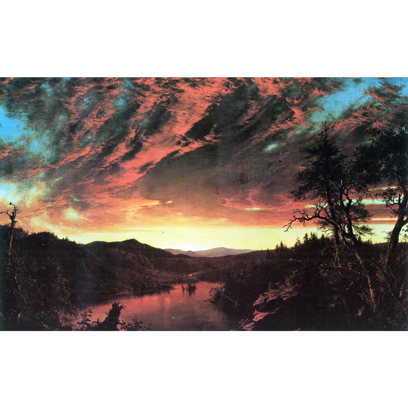 Paysage isolé au coucher du soleil toile Church pour salon chaleureux - 2