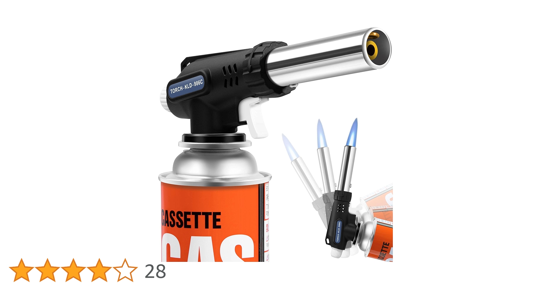 Amazon | ブタンの打撃のトーチ、調節可能な炎の専門の台所