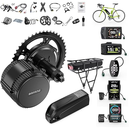 BAFANG Mid Drive Motor Kit - 750W/1000W/500W Ebike Conversion Kit for Mountain/Road/City Bikes, Upgraded BBS02B BBS-HD CAN Bus System with Digital Display &Ebike Battery (Fits 68-73mm/100mm/120mm BB)