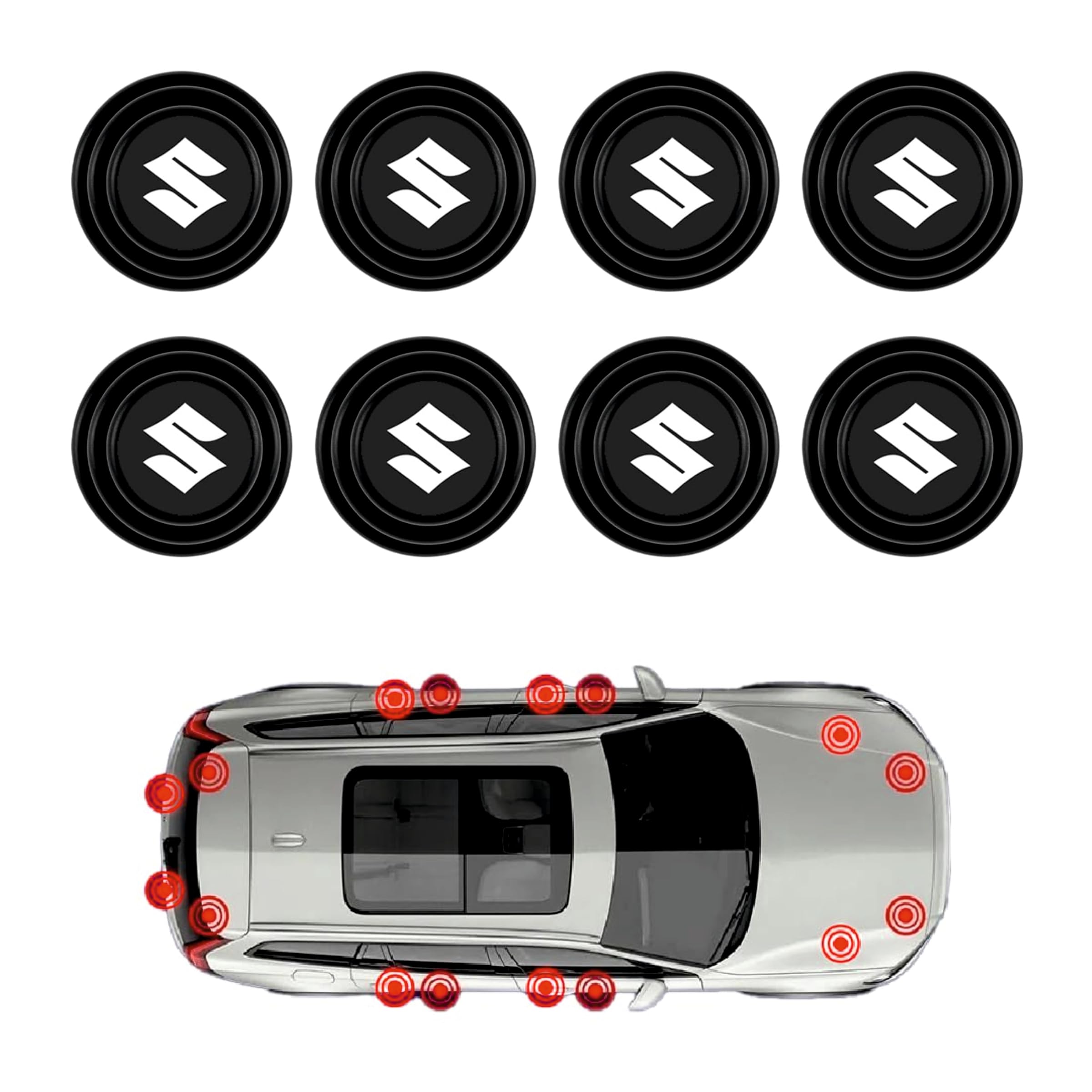 Kelenate® 8 Pcs Car Shock Absorber Protector Rubber Guard Pads Car Door Accessories Compatible for Enhanced Fronx, Vitara, Brezza, Swift, Baleno, Ertiga, WagonR, Alto, Dzire, XL6