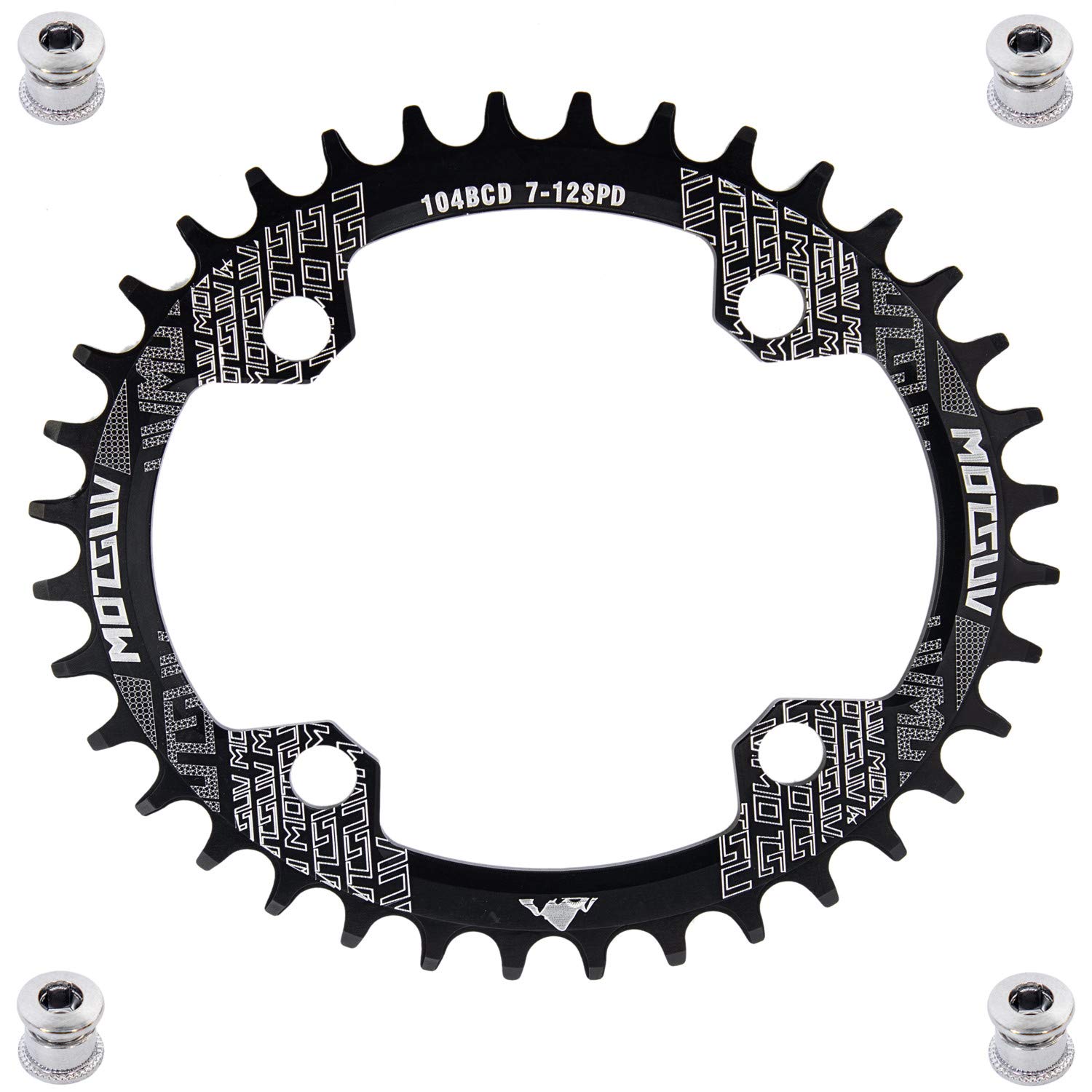 YBEKI 30T 32T 34T 36T 38T 40T 42T 44T 46T 48T 50T 52T Chainring 104BCD Round Oval Narrow Wide Single Bike Chainring for 8 9 10 11 Speed Mountain Bike Road Bike MTB BMX