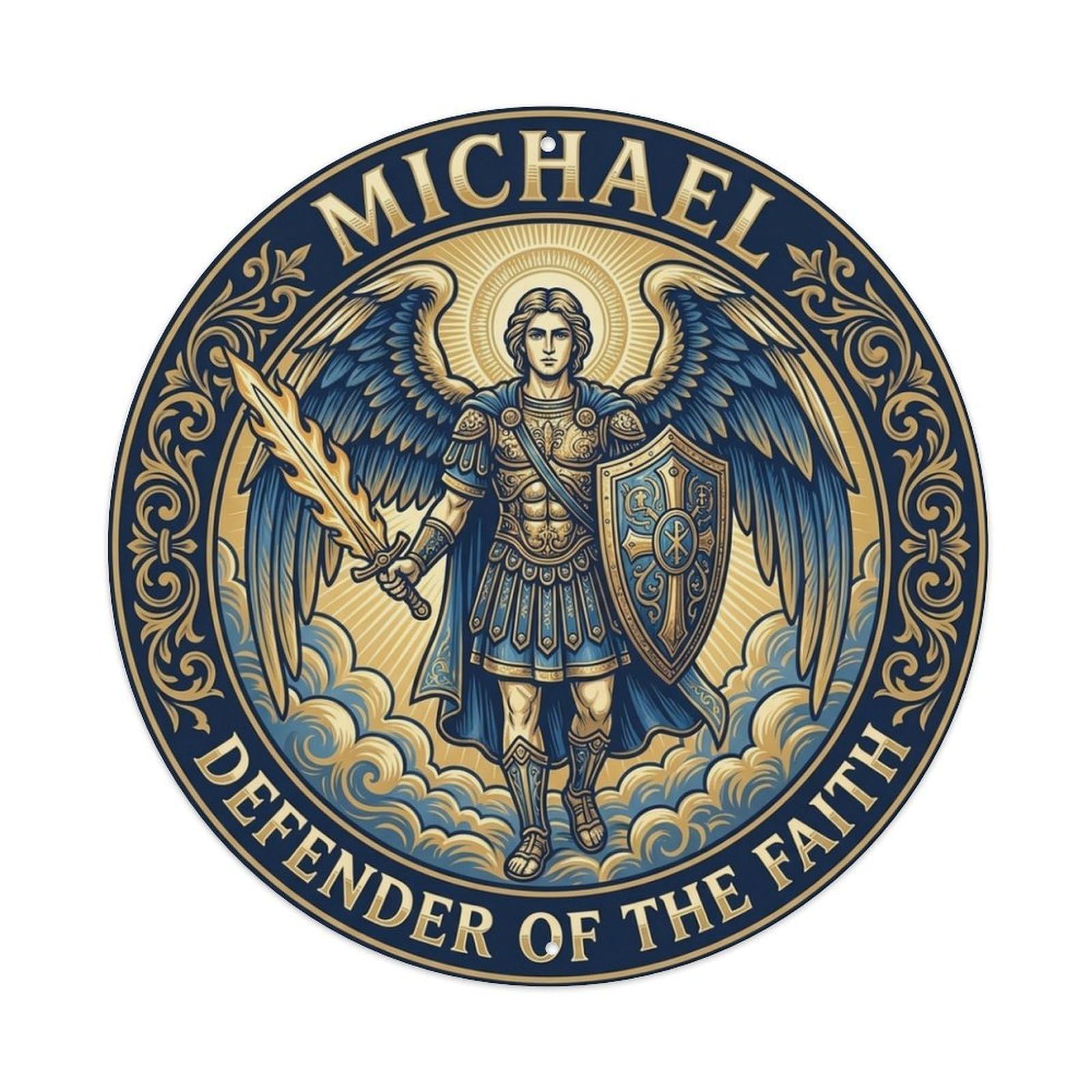 Defender of The Faith Judgment St Michael Archangel Metal Tin Sign