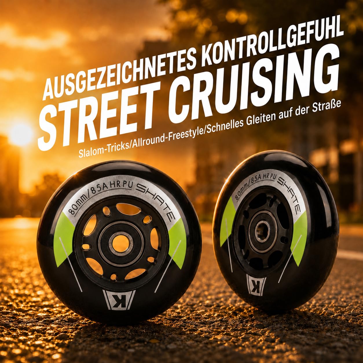 Inline Skate Rollen 80mm 76mm 72mm - 8 Stück Inline Skate Räder 85a inliner rollen mit kugellager ABEC9 | Inliner Skate Räder für K2 Hudora Gonex Apollo