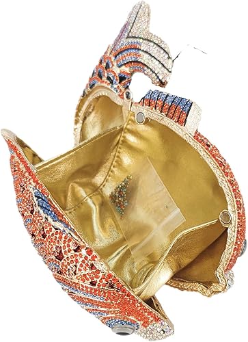 Miniatura 6 de Boutique De FGG Bolsos de mano con diamantes de imitación de pescado para mujer, bolsos formales de noche, bolso de graduación, boda, fiesta, bolsa