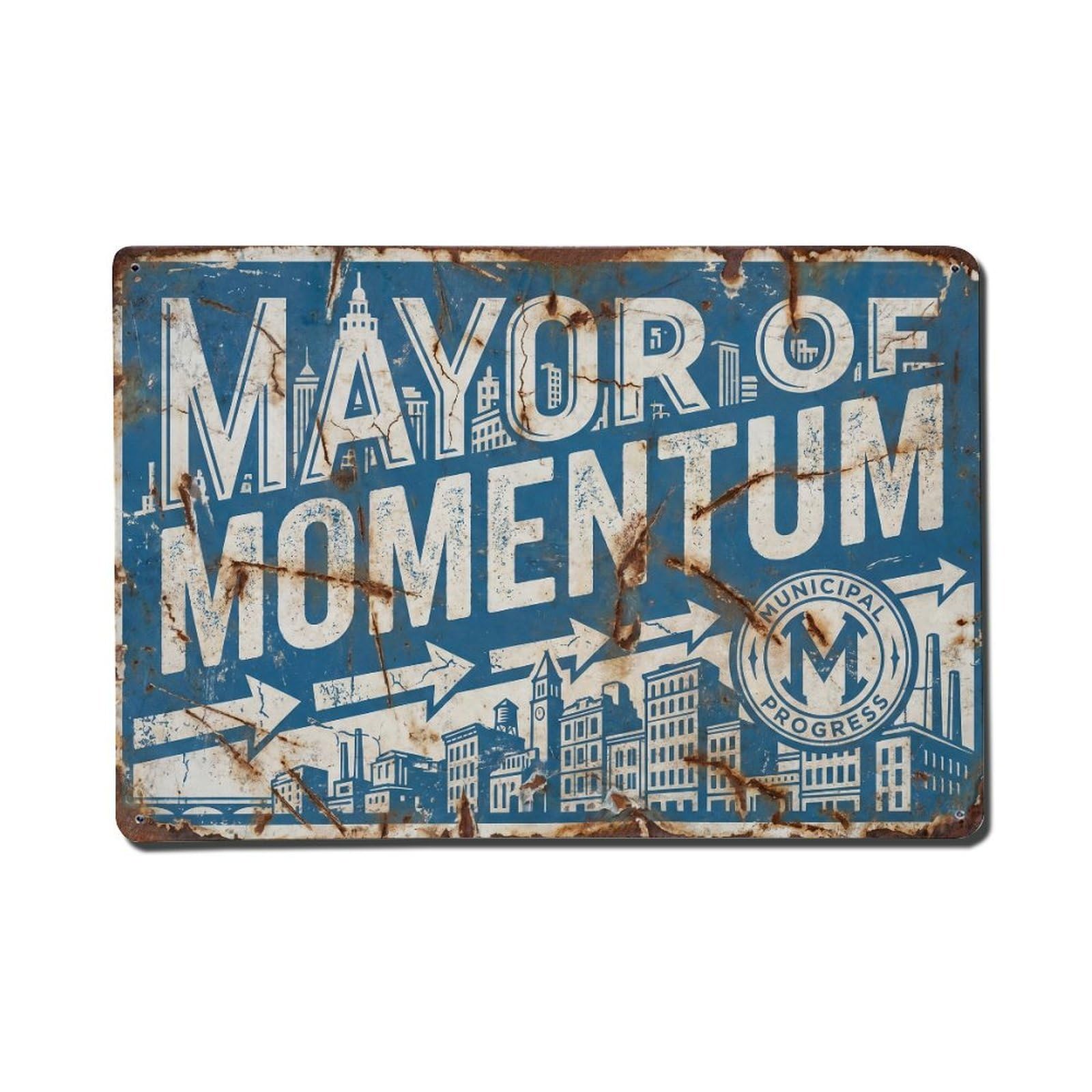 Mayor of Momentum City Retro Motivational Slogans Metal Tin Sign