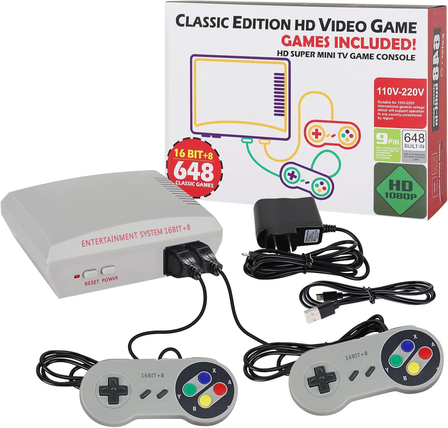 Mini Retro Game Console Builtin 648 Old Classic Video Games, Plug and Play TV