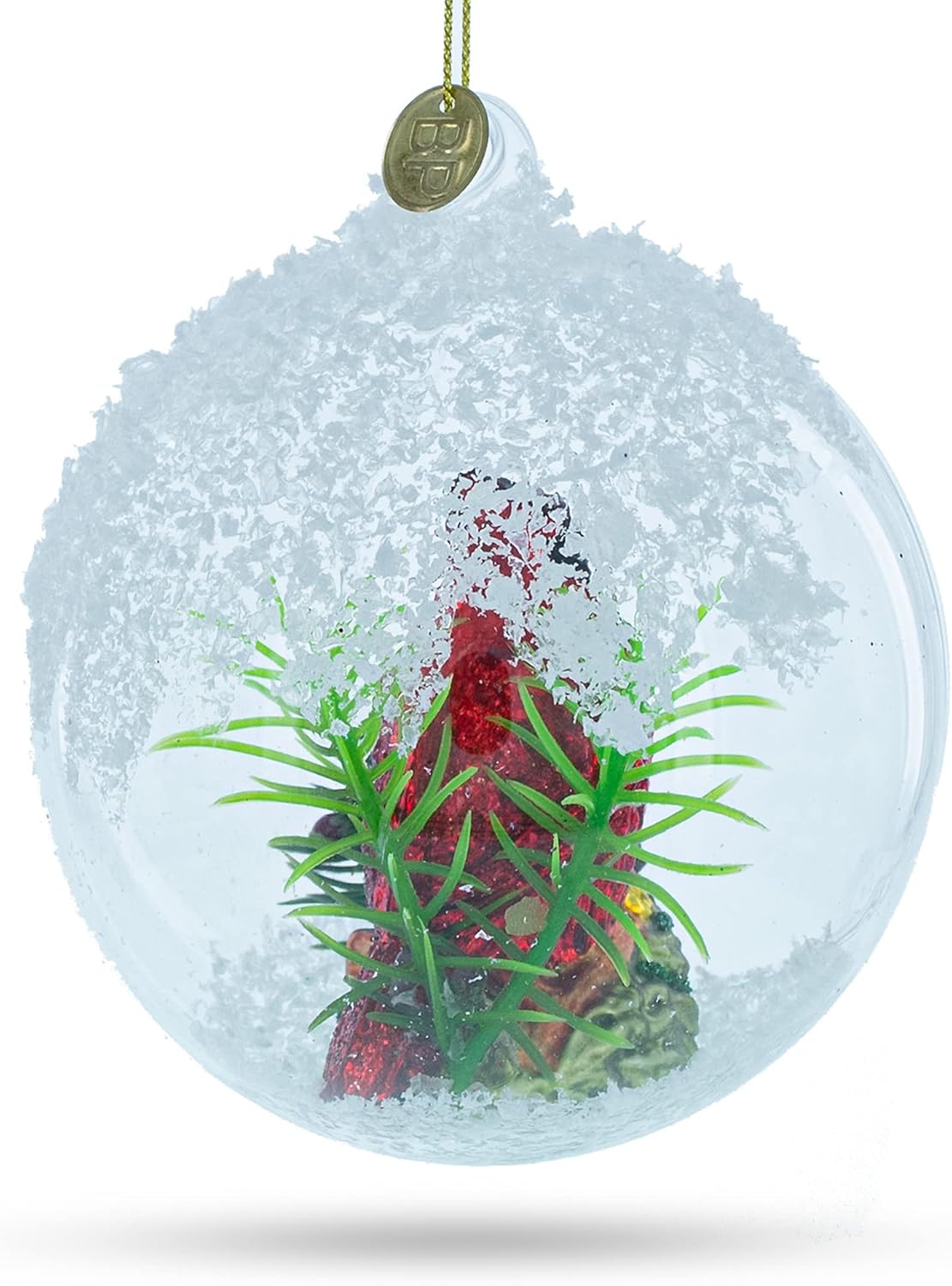Red Cardinal Bird Encased in Glass Ball Christmas Ornament - Image 8