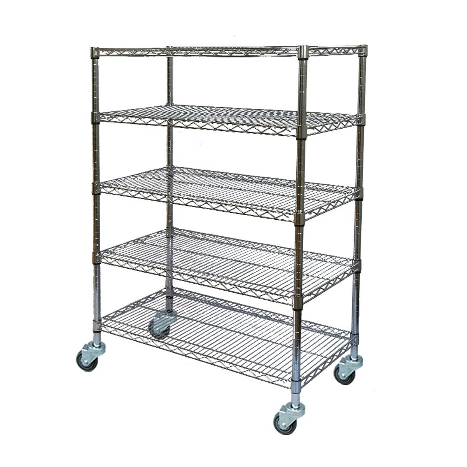 Scaffale regolabile in metallo a 5 ripiani su ruote, versatile per garage, dispensa e organizzazione domestica, soluzione di archiviazione resistente per un facile accesso