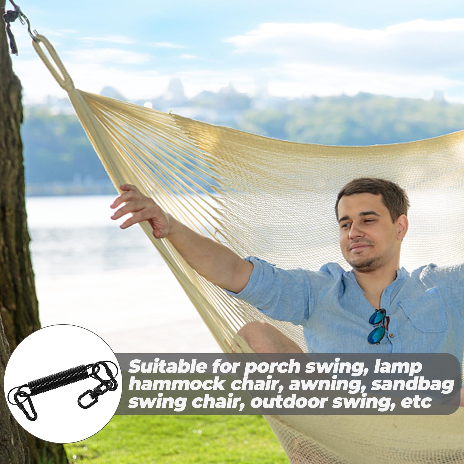UKCOCO Resorte para Silla Hamaca de Porche, Accesorio de Metal Resistente para Colgar Hamacas y Columpios, Kit de Resortes de Suspensión Duradero para Uso Exterior