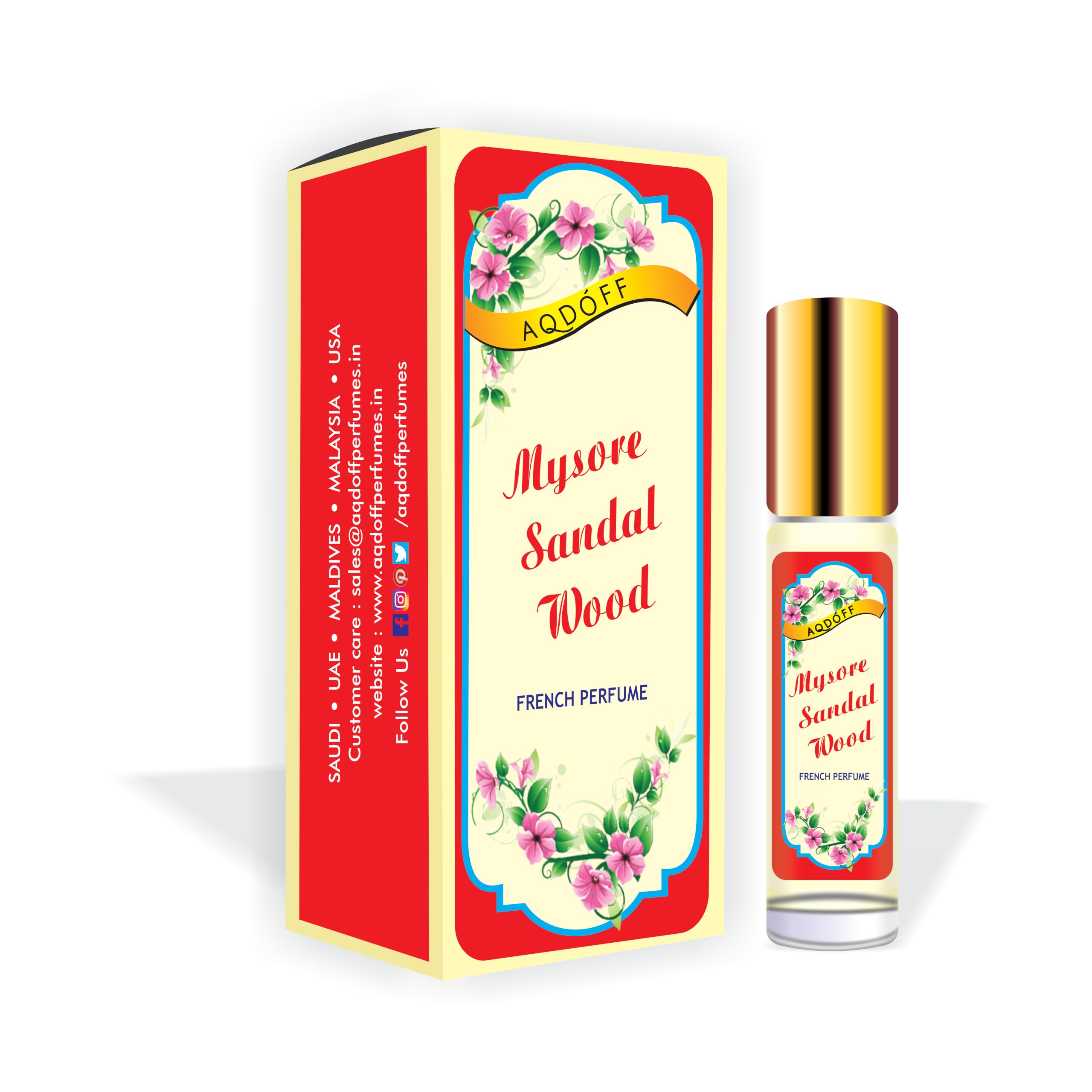AQDÓFF Mysore Sandal Wood French Perfume Oil (Roll-On) – 100% Alcohol-Free Long Lasting Woody Floral Fragrance for Men and Women - 6ml (Pack of 3)-image-4