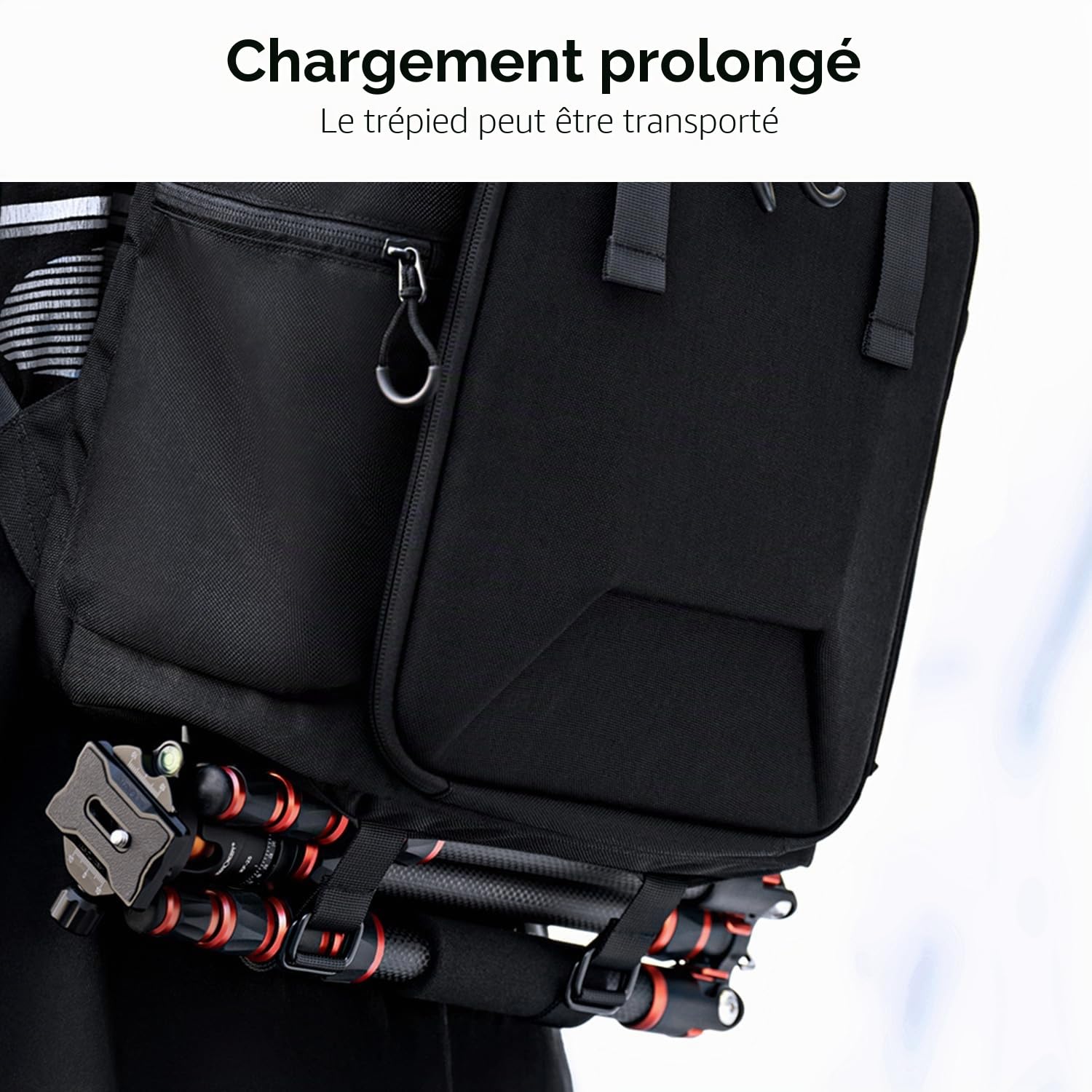 K&F CONCEPT Sac pour appareil photo pour photographes, sac de voyage pour trépied, accessoire d'objectif avec compartiment pour ordinateur portable et housse de pluie pour appareils reflex numériques