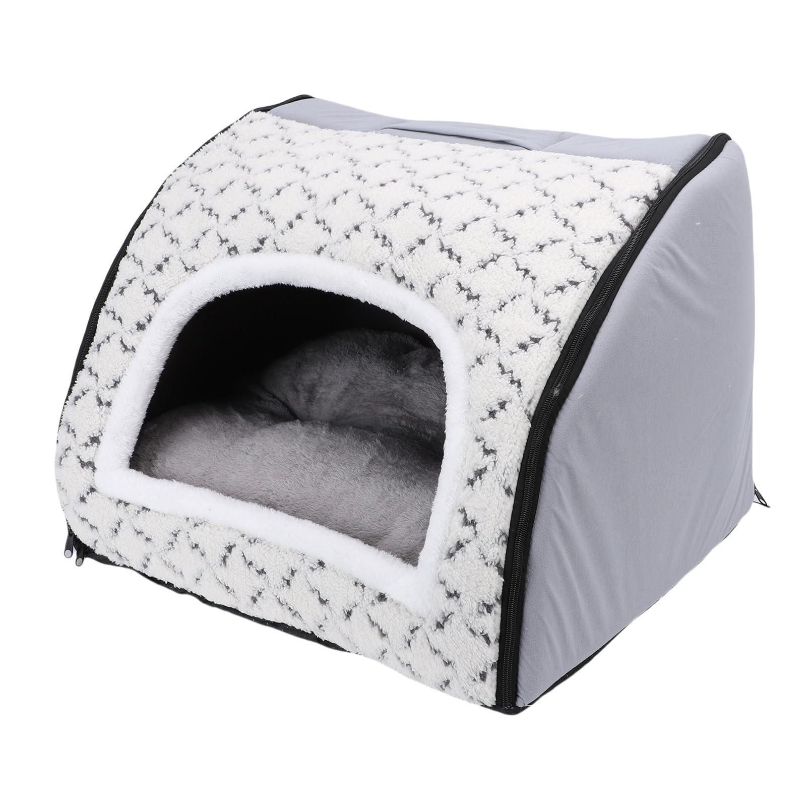 Cuccia per Gatti, Cuccia Corta per Gatti in Peluche con Rete Traspirante, per Chiusa in Pile Spesso, Tenda Stabile in Stile Villa per da Interno e Piccoli Animali Domestici per Tutte le