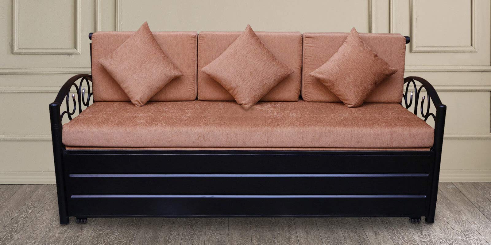 Buy Furnline Metal Sofa Cum Bed with Hydraulic Storage Black Structure