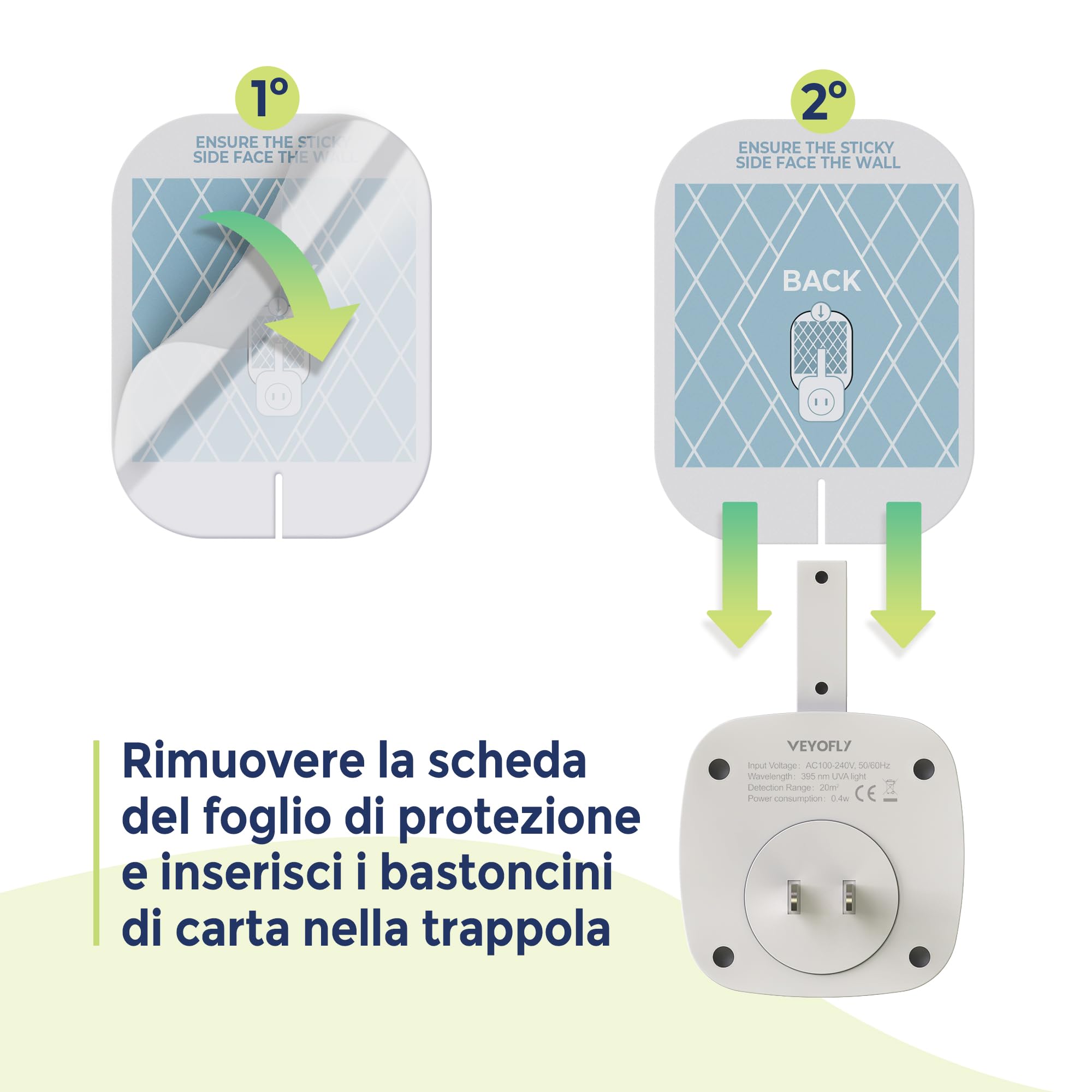 VEYOFLY Ricariche per Trappola Insetti Volanti, Cattura Insetti, Trappola Mosche da Interno, Casa Sicura, Trappole per Moscerini da Interno, Uccisore di Zanzare, Uccisore di Insetti (Pacco da 10)
