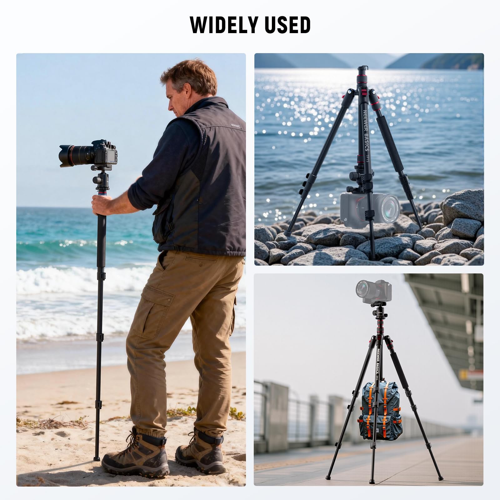 NEEWER BASICS Statyw monopod do aparatu, 180 cm Aluminiowa przenośna podpórka podróżna na telefon komórkowy DSLR z główką kuli 360° Uchwyt na telefon kompatybilny z iPhone do nagrywania wideo, TP15