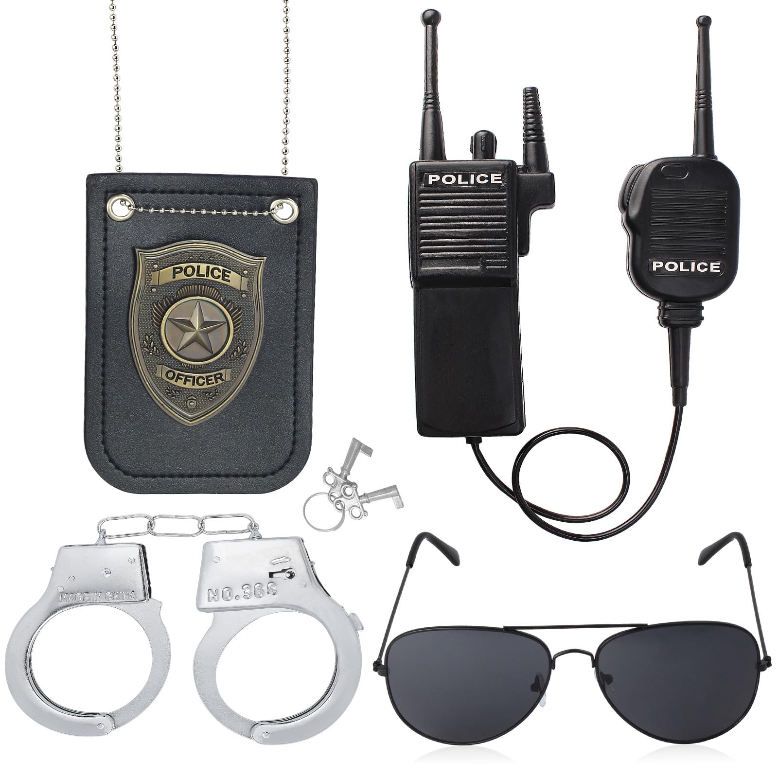 Aichiyu Police Pretend Play Toys Set Handcuffs Badge Cop Officer Costume for Swat Detective FBI Halloween