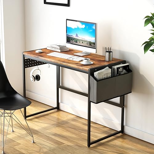 Miniatura 3 de AWQM Juego de escritorio y silla de computadora de 39 pulgadas escritorio de trabajo de oficina en casa escritorio portátil con bolsa lateral mesa