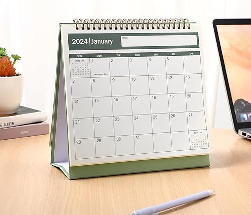 Miniatura 9 de Calendario de escritorio 2024.7-2025, calendario mensual de pie, calendario diario, planificador organizador para decoración del hogar y la oficina,