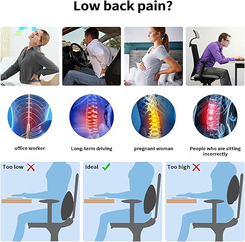 Miniatura 5 de Almohada lumbar de espuma viscoelástica, cojín de apoyo de espalda con correa para el hombro, almohada lumbar. Adecuado para sillas de oficina,