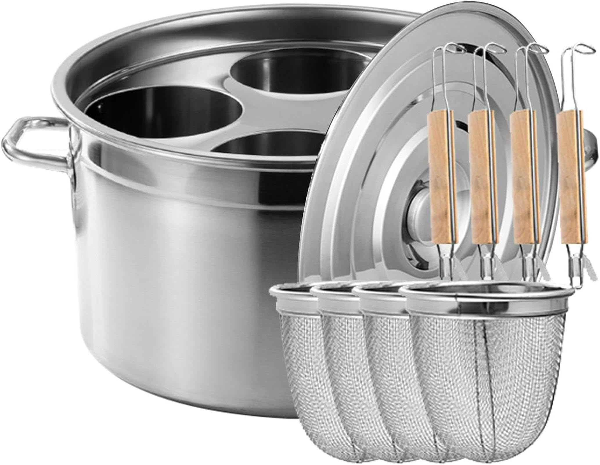 Olla para cocinar Fideos Comercial, Juego de Cocina para Pasta Comercial, Cocina para Pasta Multifuncional con Divisor y colador, Olla de Acero Inoxidable, Cocina Comercial para restaurantes