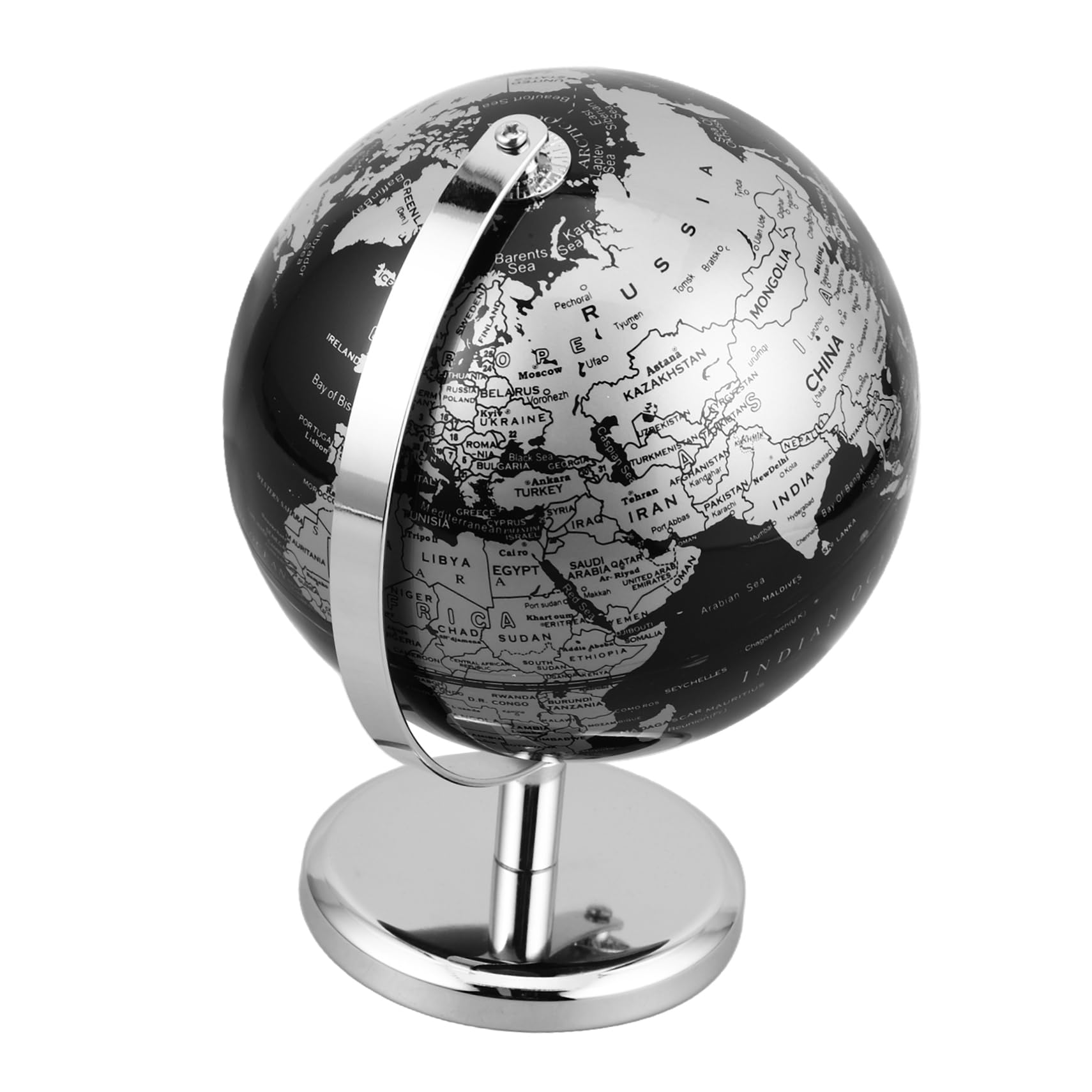 BESTonZON Elegant European Style Desk Table Ornament Rotating World Globe for Home Office Decor Vintage Design
