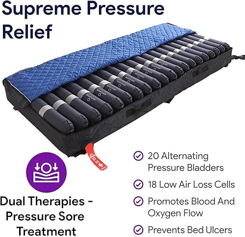 Miniatura 18 de Almohadilla de presión alterna de 5 pulgadas, 36 x 80 pulgadas, almohadilla de cama para evitar llagas de cama con bomba de aire eléctrica