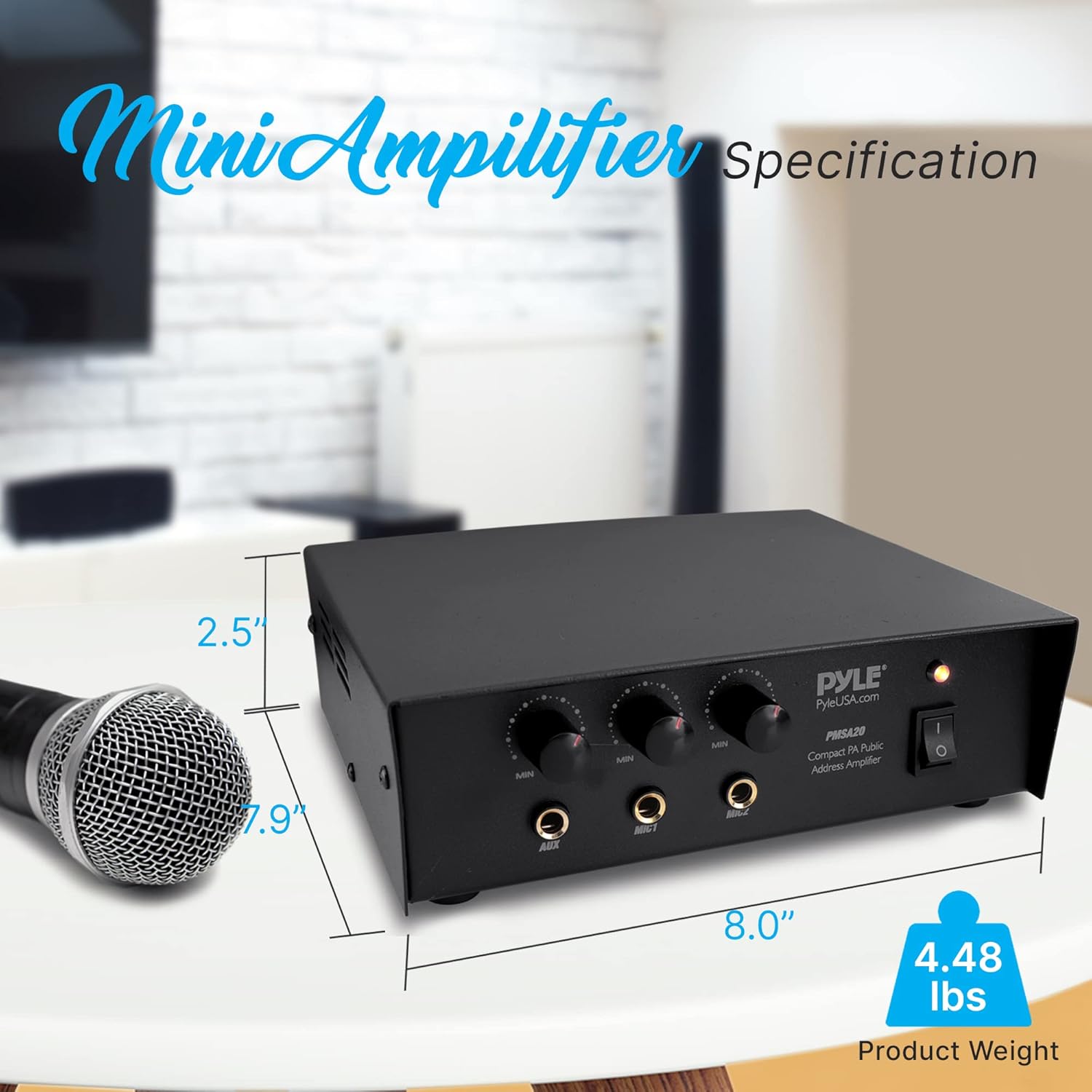 Black Friday - 40% OFF Compact Mini Public Address Amplifier - 50W Home Power Audio Sound PA Receiver System w/ AUX, 2 Microphone Inputs, Independent Volume Control, Power Cable, For 4 to 8ohm Speakers - Pyle PMSA20 Black Top Brands Compact Mini Public Address Amplifier - 50W Home Power Audio Sound PA Receiver System w/ AUX, 2 Microphone Inputs, Independent Volume Control, Power Cable, For 4 to 8ohm Speakers - Pyle PMSA20 Black