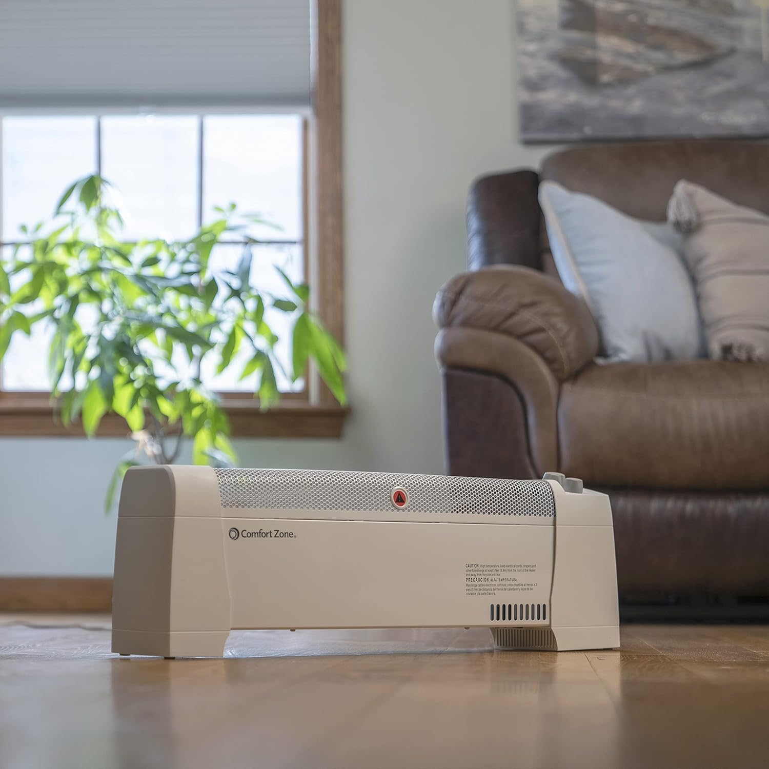 review Comfort Zone CZ600 Indoor 1500 Watt Electric Baseboard Convection Space Heater with Thermostat and Silent Operation for Home and Office, White