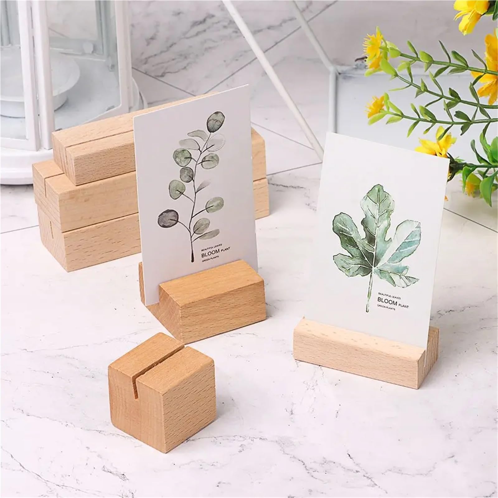 Tischkartenhalter aus Holz, romantische Bildkarten, Präsentationsständer, Schreibtisch-Dekoration für Hochzeitstisch, Namennummer, Bilder (10 x 3 x 2 cm-A), 4 Stück