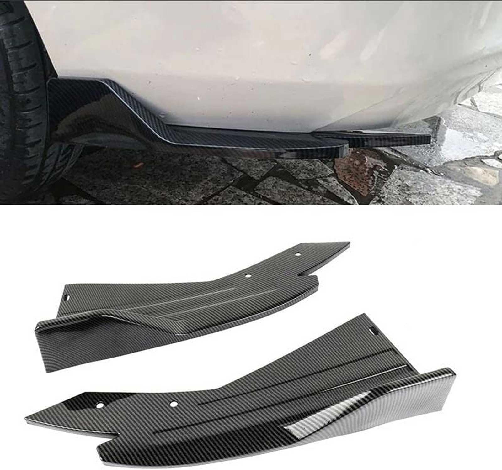 2 Pcs Car Rear Bumper Lip Spoiler for Audi S5 Avant (B10) 2024 2025, Rear Corner Llip Diffuser Spoiler Side Fin Scratch Protector, Car Accessories,Carbon Fiber Black