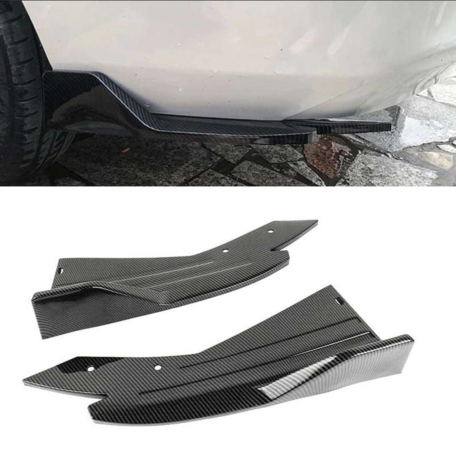 2 Pcs Car Rear Bumper Lip Spoiler for Audi S5 Avant (B10) 2024 2025, Rear Corner Llip Diffuser Spoiler Side Fin Scratch Protector, Car Accessories,Carbon Fiber Black