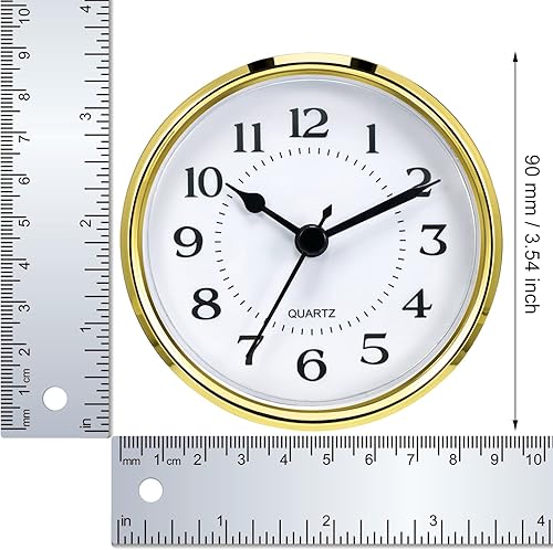 Miniatura 7 de Hicarer Reloj de cuarzo de 3-12 pulgadas (3.543 in) con número arábigo, movimiento de cuarzo (borde dorado)