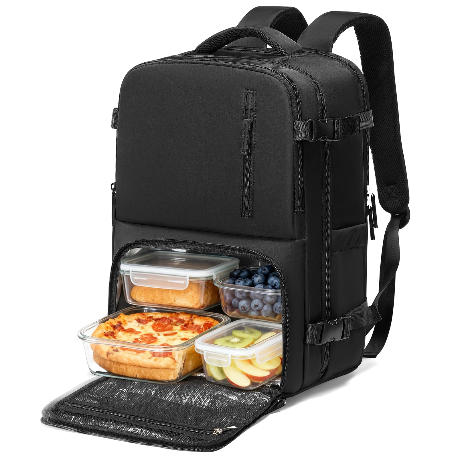 backpack for food and laptop ITHWIU Insulated Lunch Fits 15.6 Inch Laptop, USB Charging Port, Thermal Cooler Bag Work The lunch pouch can be used separately and isolates meals from electronics and books Cooler Lunch Backpack for 17-Inch