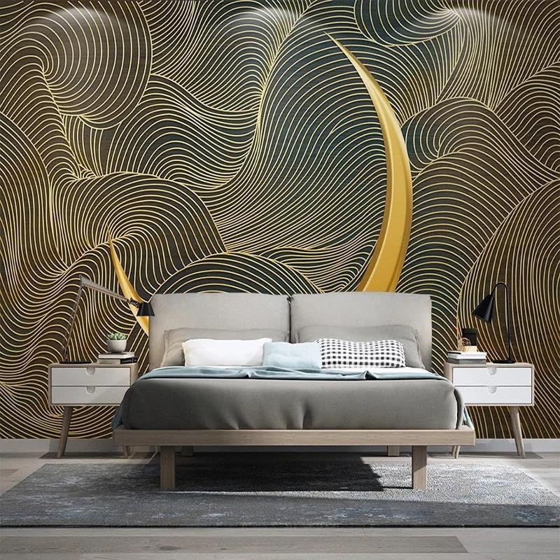 Papier peint mural 3D lignes simples ILIYA en tissu non tissé pour salon et chambre