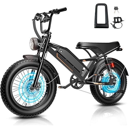 Jasion 3000W/2000W Electric Bike for Adults Teens,Electric Dirt Ebike 80/55 Miles Range,Moped Style E Bike 32/28MPH,20"/16"*4 Fat Tire Off Road Bike with Cruise Control,Dual Suspension E Motorcycle