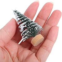 Vista 4 de 10 piezas de mini árbol de Navidad en miniatura de pinos con base de madera, botella de cepillo, árboles de Navidad artificiales, árboles pequeños