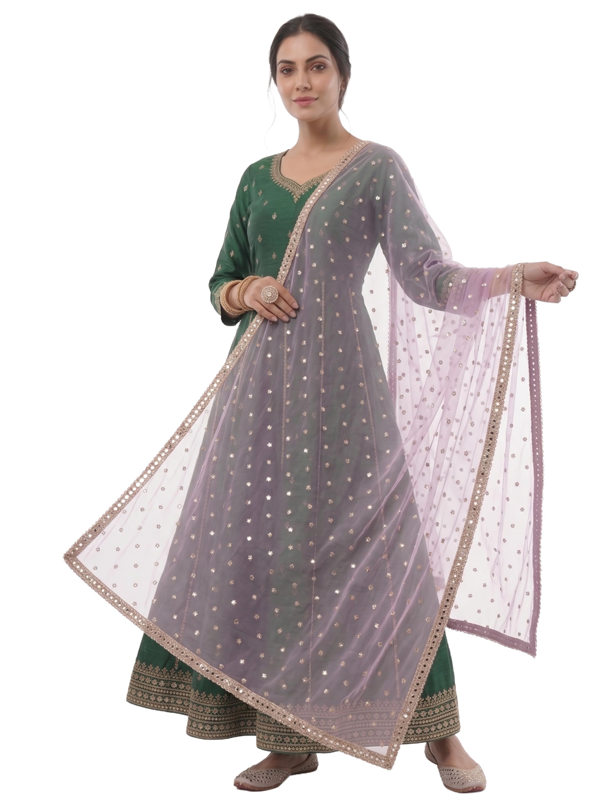 Designer Heavy Net Dupatta with Golden Stone Lace Border – Ethnic-image-34