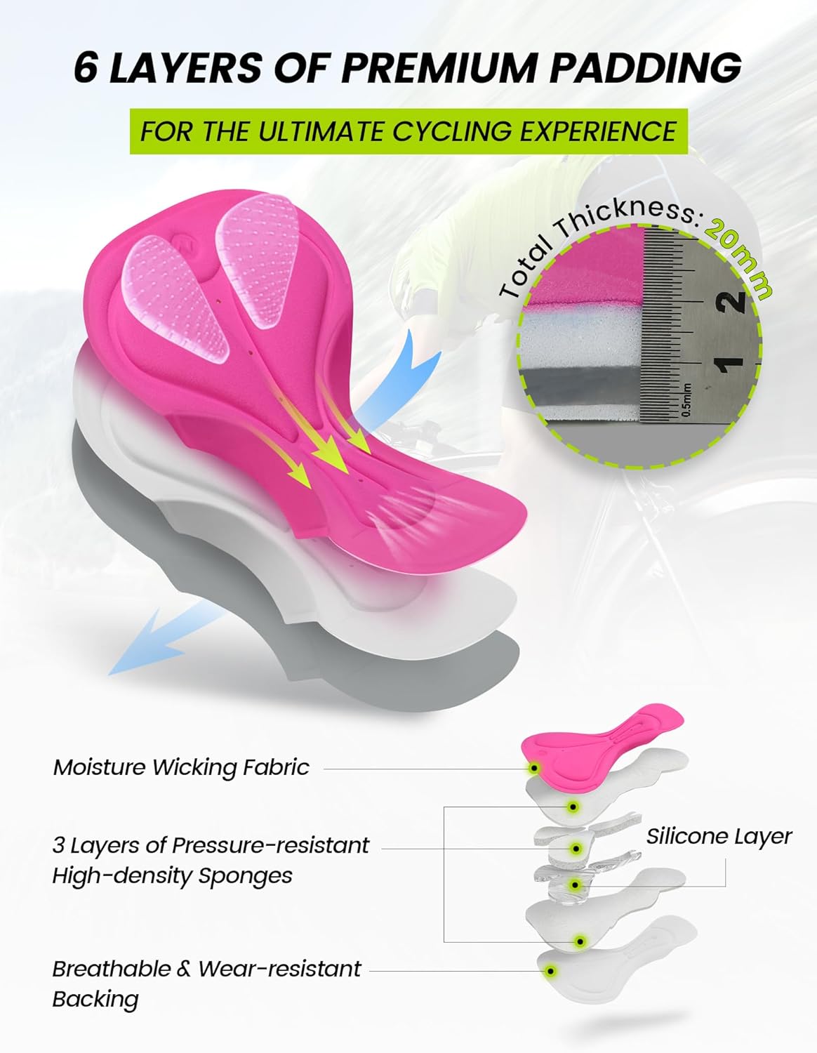 Nepest Womens Cycling Shorts Padded Mountain Bike Road Biking Padding Cycle Biker Bicycle Shorts with Zipper Pockets - Image 4