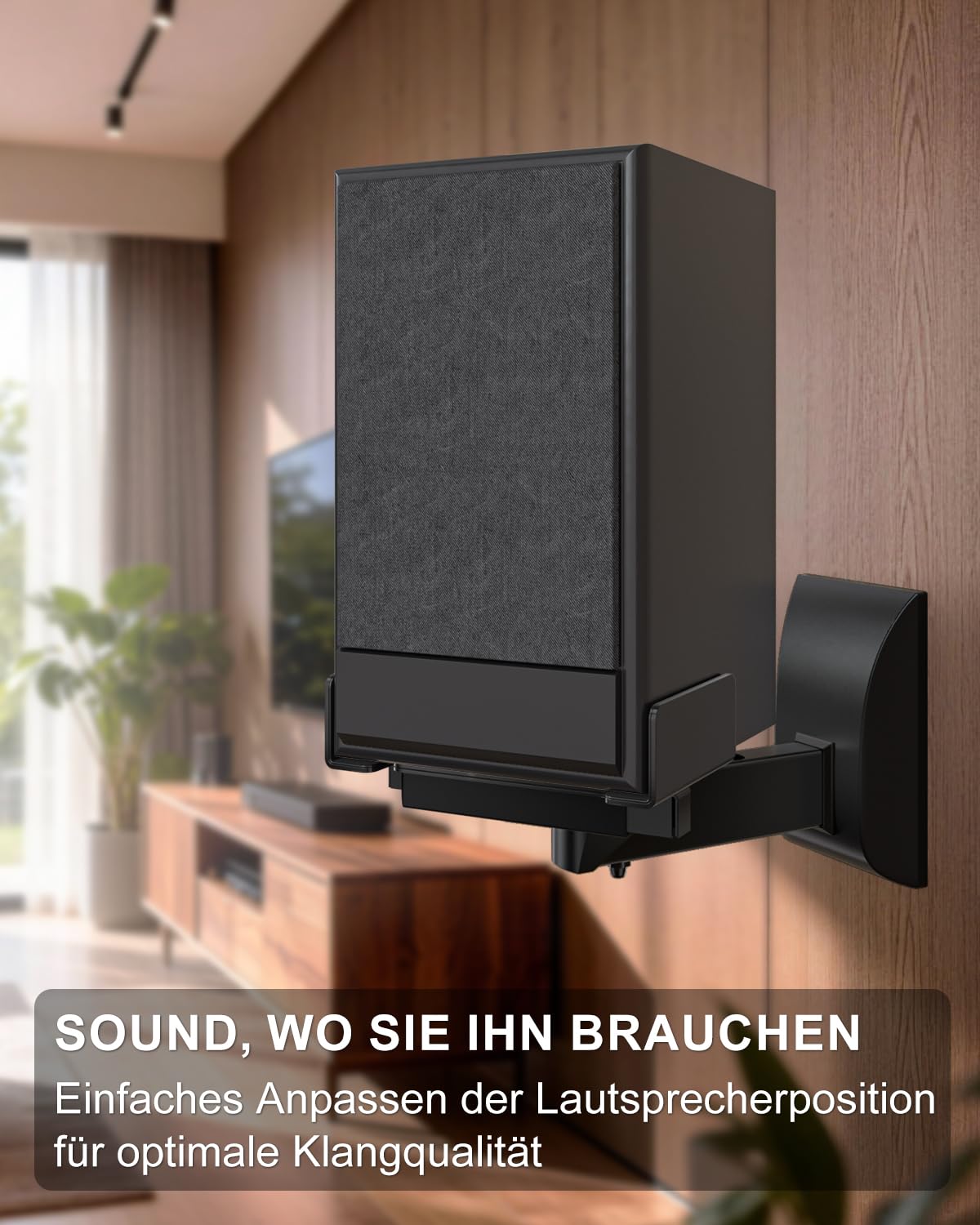 WALI Lautsprecher-Wandhalterungen, Zweifache Halterung für Große Surround-Sound-Lautsprecher, je bis zu 25 kg Tragfähig (SWM201), Schwarz