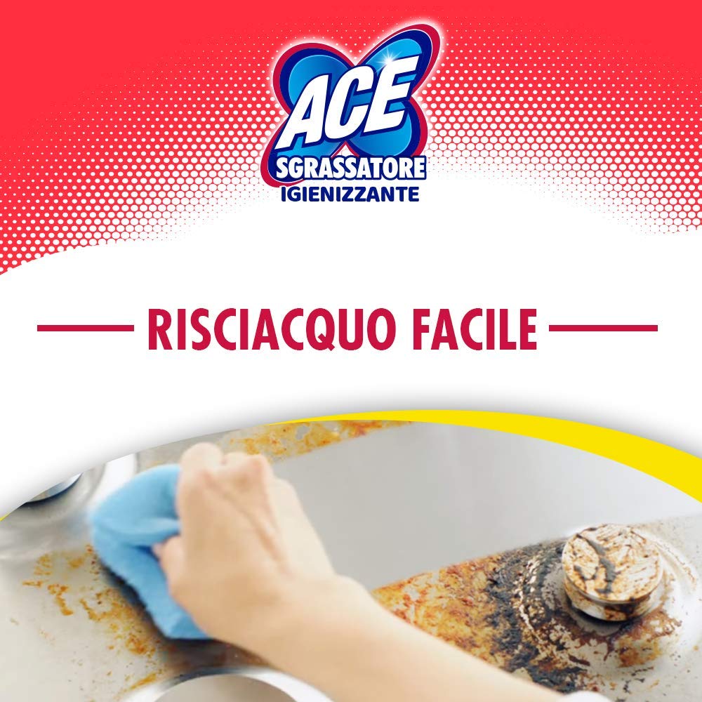 ACE Spray Sgrassatore Igienizzante + Ricarica, Senza Candeggina, Bipacco 2 x 800 ml, Cartone da 3 Bipacchi