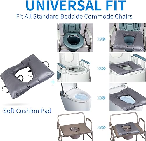 Miniatura 5 de Cojín de asiento de mesita de noche, cómodo asiento acolchado para ancianos, funda de asiento suave con clips y correas de fijación, cojín de