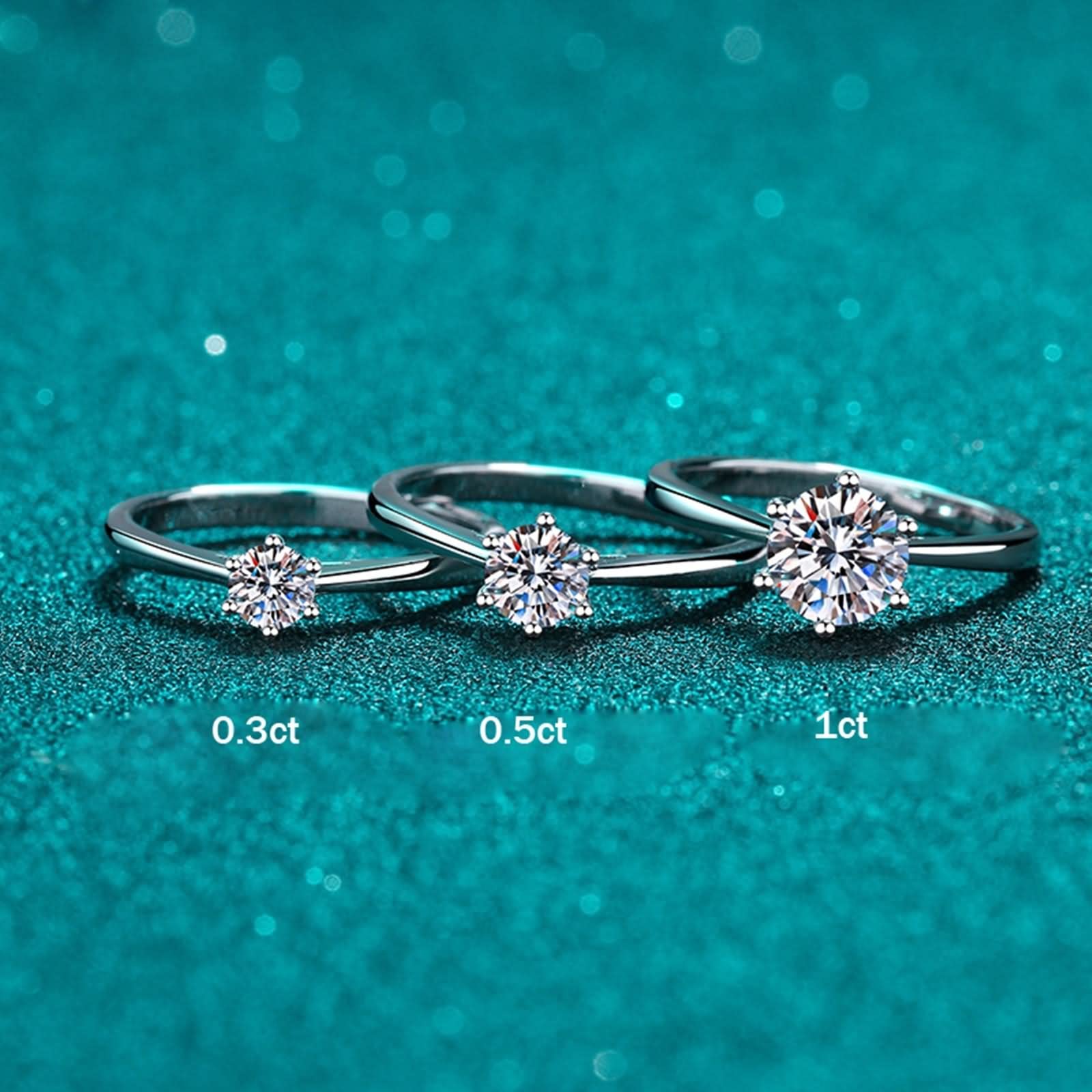 Anello di fidanzamento in argento 925, anello in oro bianco, semplice regalo rotondo per donne fidanzate matrimonio