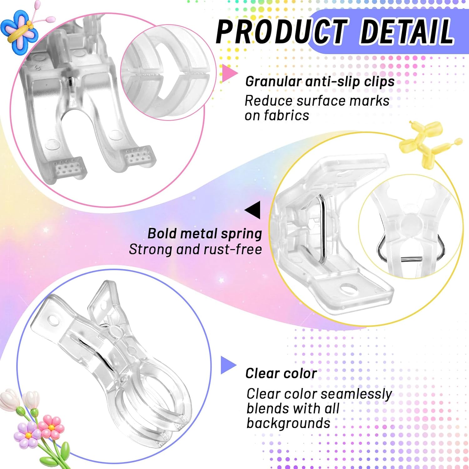 20 Pack Balloon Arch Clips, 3.5" Plastic Transparent Backdrop Spring Clamps, Heavy Duty Clip for Balloon Arch Kit Birthday Holidays Decoration Crafts Woodworking Photography Studios