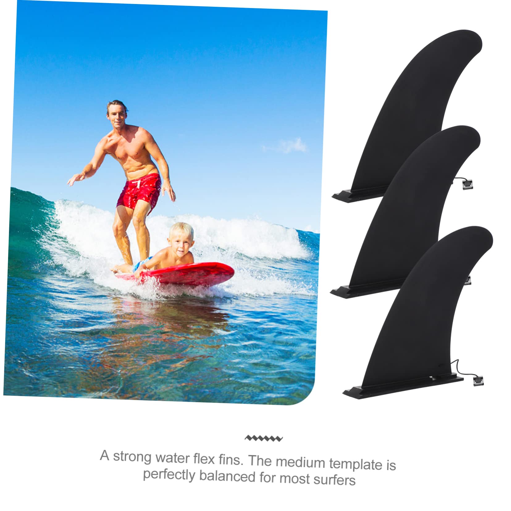 Aleta de Tabla de Surf de Nailon Clip, Paquete de 3 | Diseño Reforzado, para Surfboard, Negro, Cerrados y Rápidos, Sujeción Estable, Uso Deportivo