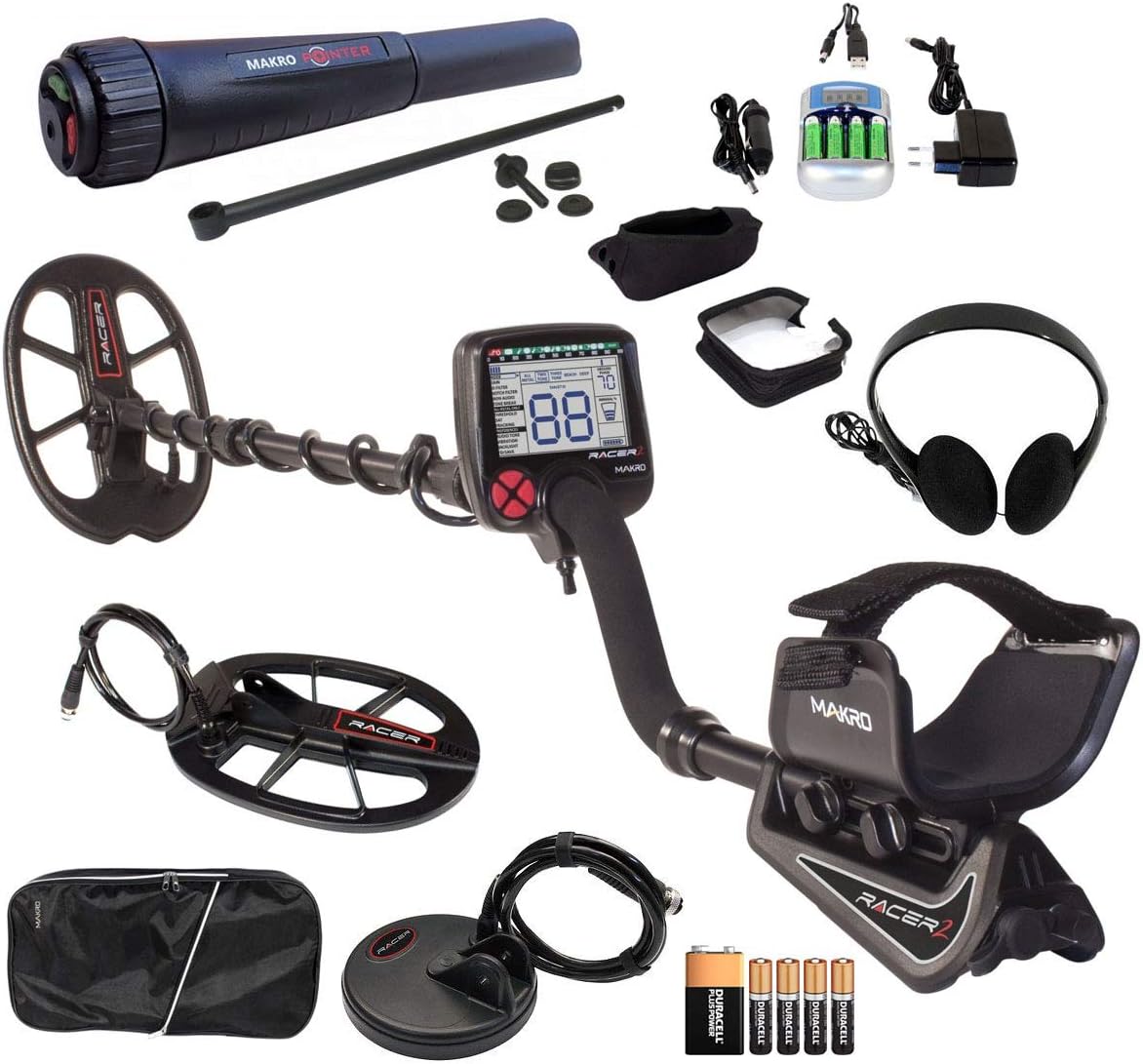 Makro Racer 2 Metal Detector Pro Package 2 Waterproof Coils, Extras & Pinpointer