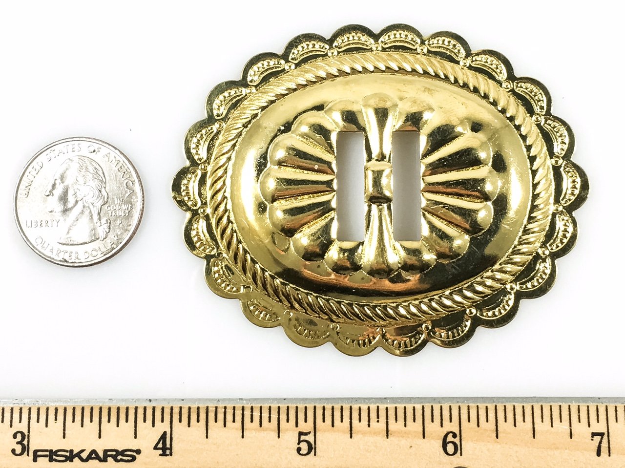 Conchos 2 3/4" Big Oval Classic Western Bright Gold 6 Pieces #50065