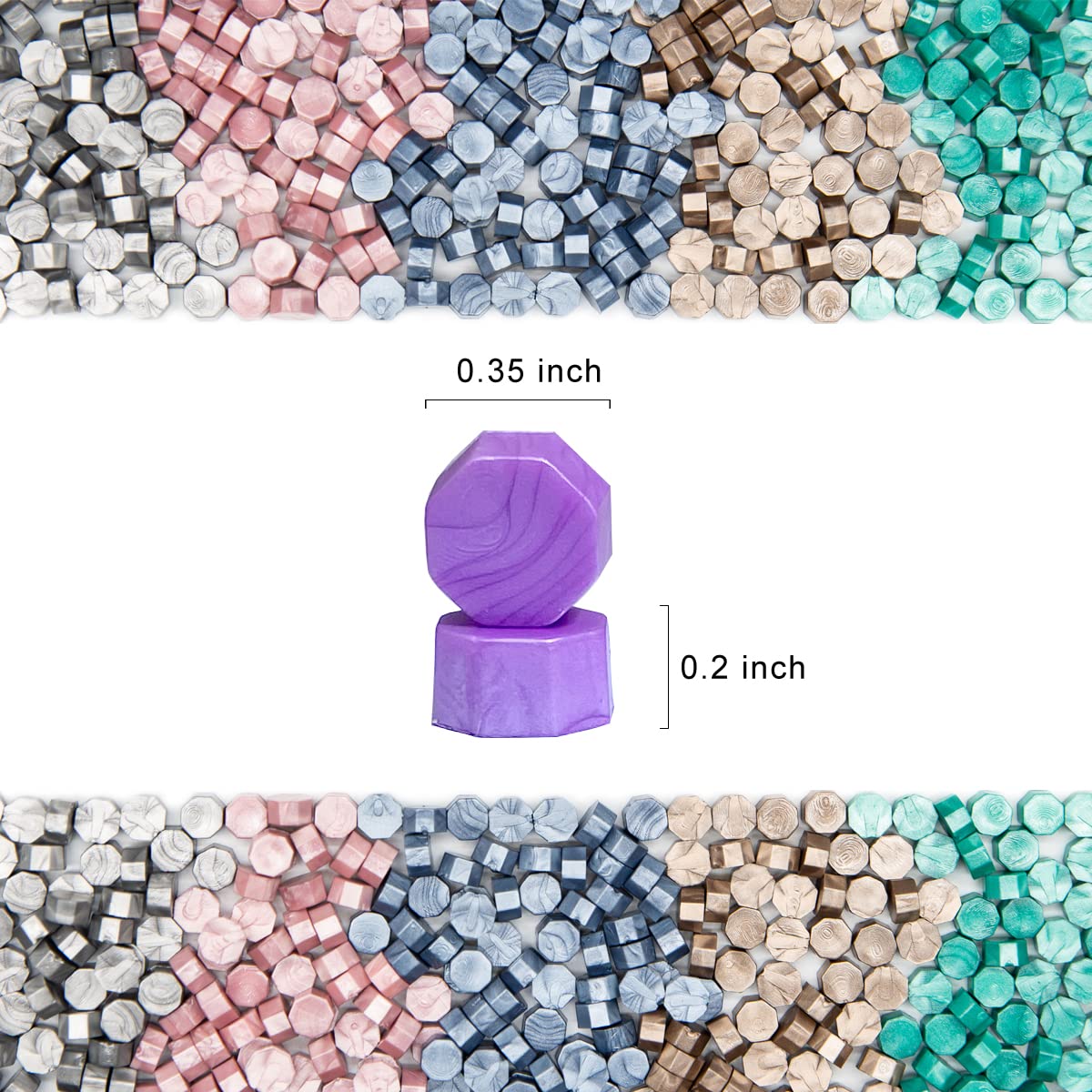 200 piezas de cera de sellado de lavanda Cuentas de sello de cera octágono a granel para invitaciones de boda Sello de cera de sello de regalo de Navidad Tarjeta de envoltura de sello de sobres