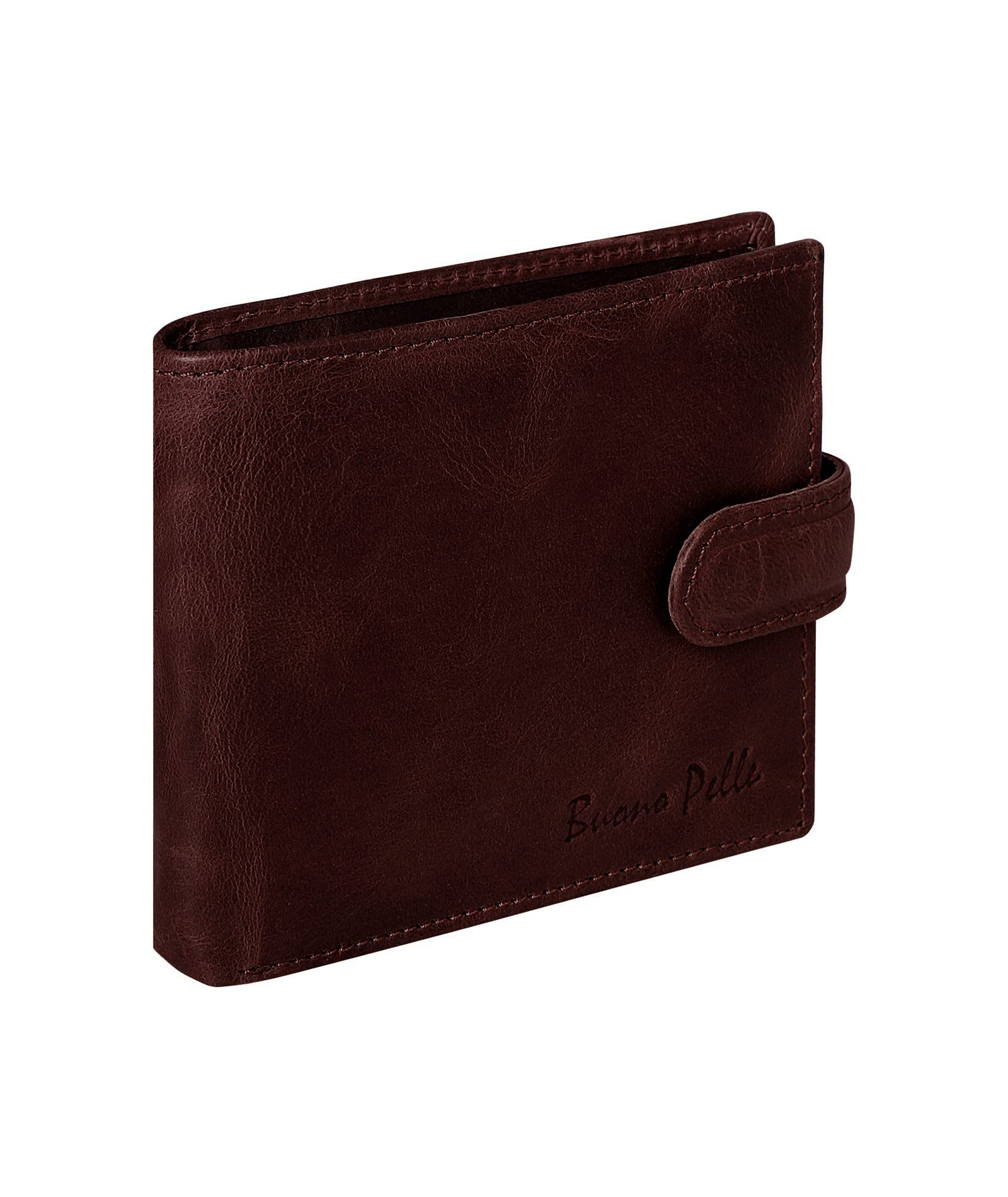 RFID Blocking Mens Designer Luxury Soft Veg Tan Leather Wallet with Secure Zip Coin / Note Pocket & ID Window Gift Boxed (Distressed Crunch Brown)