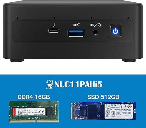 NUC 11 Panther Canyon NUC11PAHi5 Mini PC para Intel NUC 11 con Intel Core i5-1135G7 (16GB RAM+512GB NVMe SSD) hasta 4.2GHz Turbo, 4core,28W,