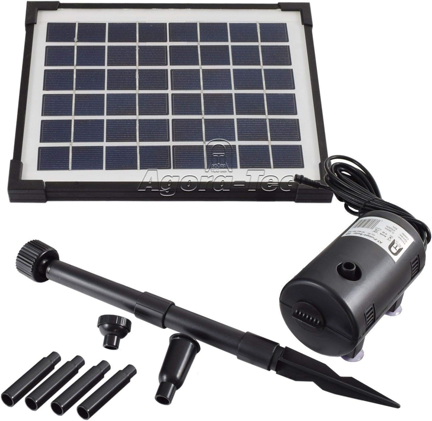 AgoraTec® AT2W Solar Teichpumpe 2 Watt Hmax. 170l/h Fontainenhöhe 0